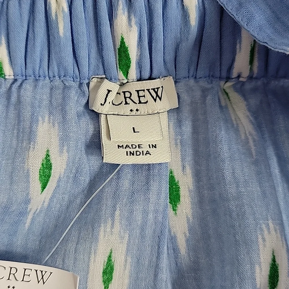 J. Crew Women's Blue White Green W/ Bow Accent Sleeveless Top, L NWT - Picture 4 of 7